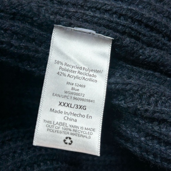 Free Assembly Chunky Cable Knit Open Cardigan Sweater Navy NWT XXXL 3X - Picture 5 of 6